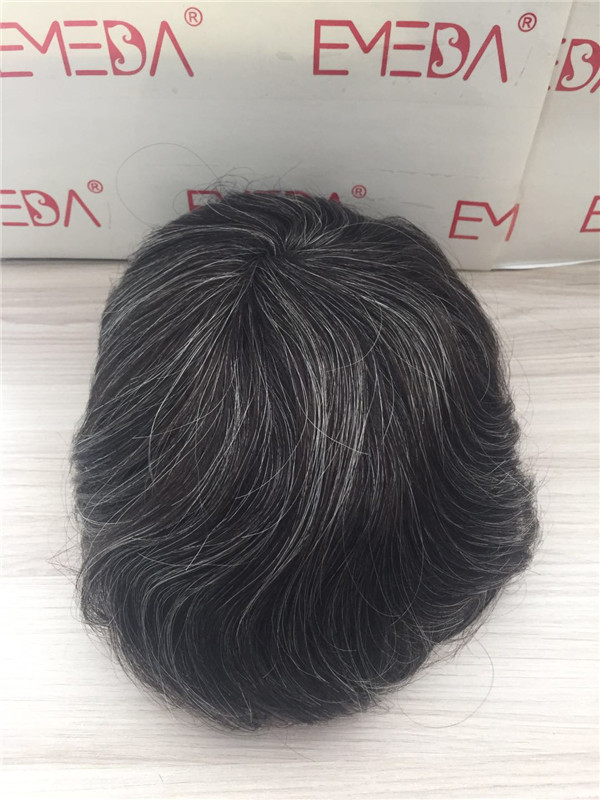 High quality remy human hair  piece super thin skin human hair with  grey hair men toupee YL259